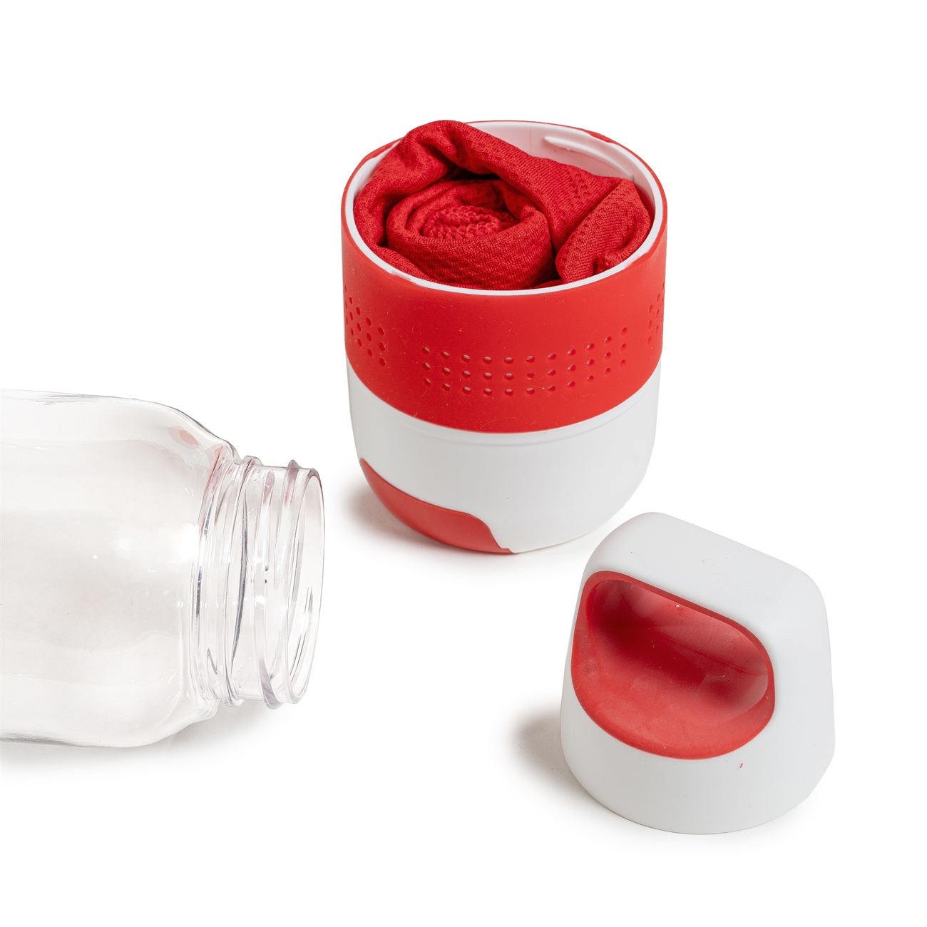 Botella PVC cristal con toalla de microfibra 4