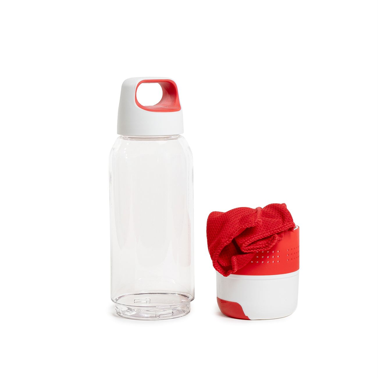 Botella PVC cristal con toalla de microfibra 5