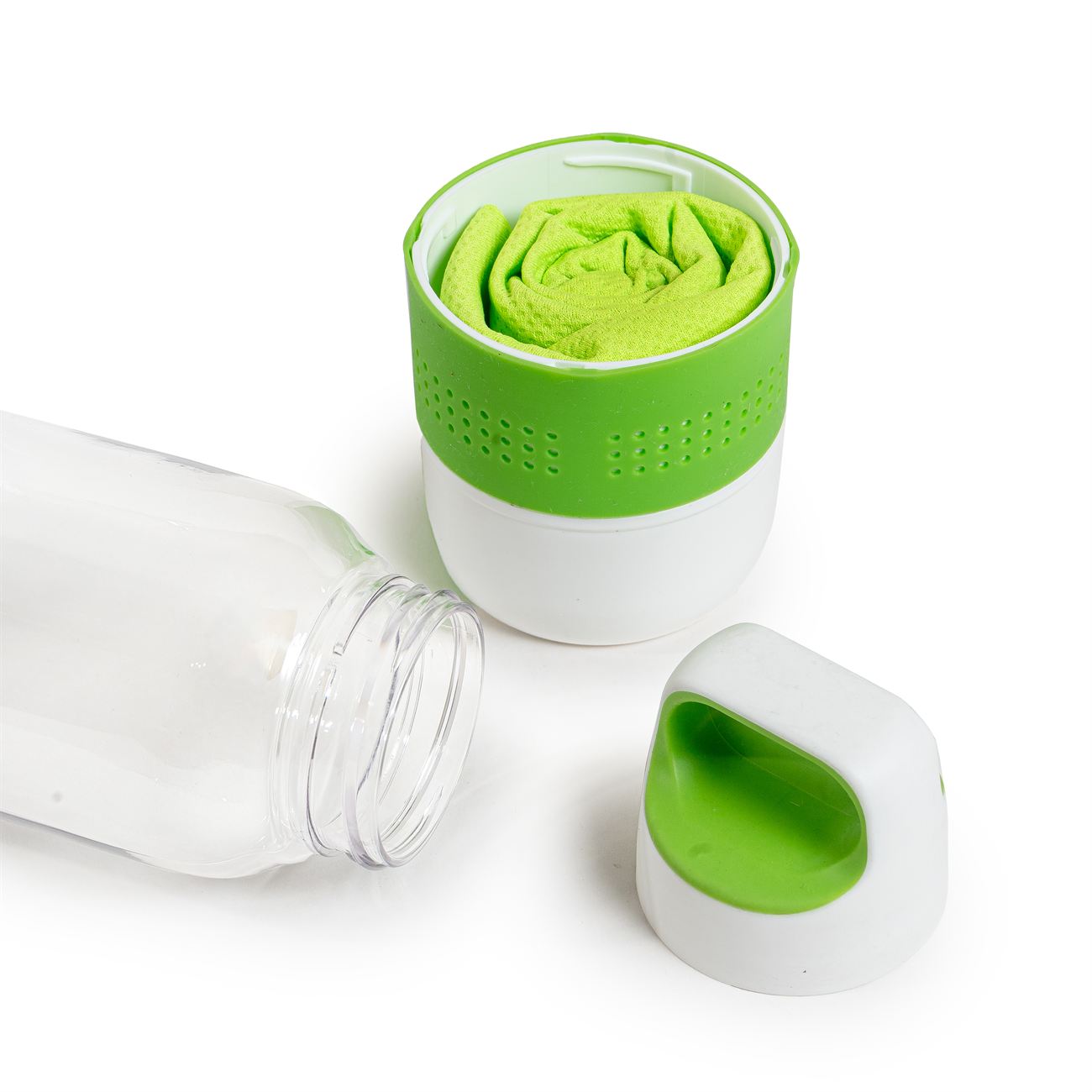 Botella PVC cristal con toalla de microfibra 8