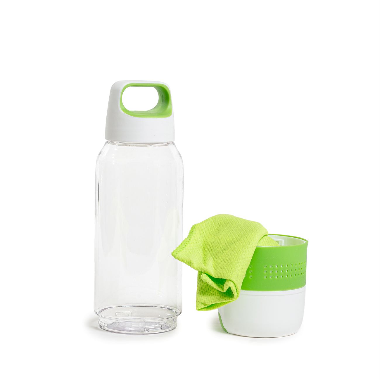 Botella PVC cristal con toalla de microfibra 9