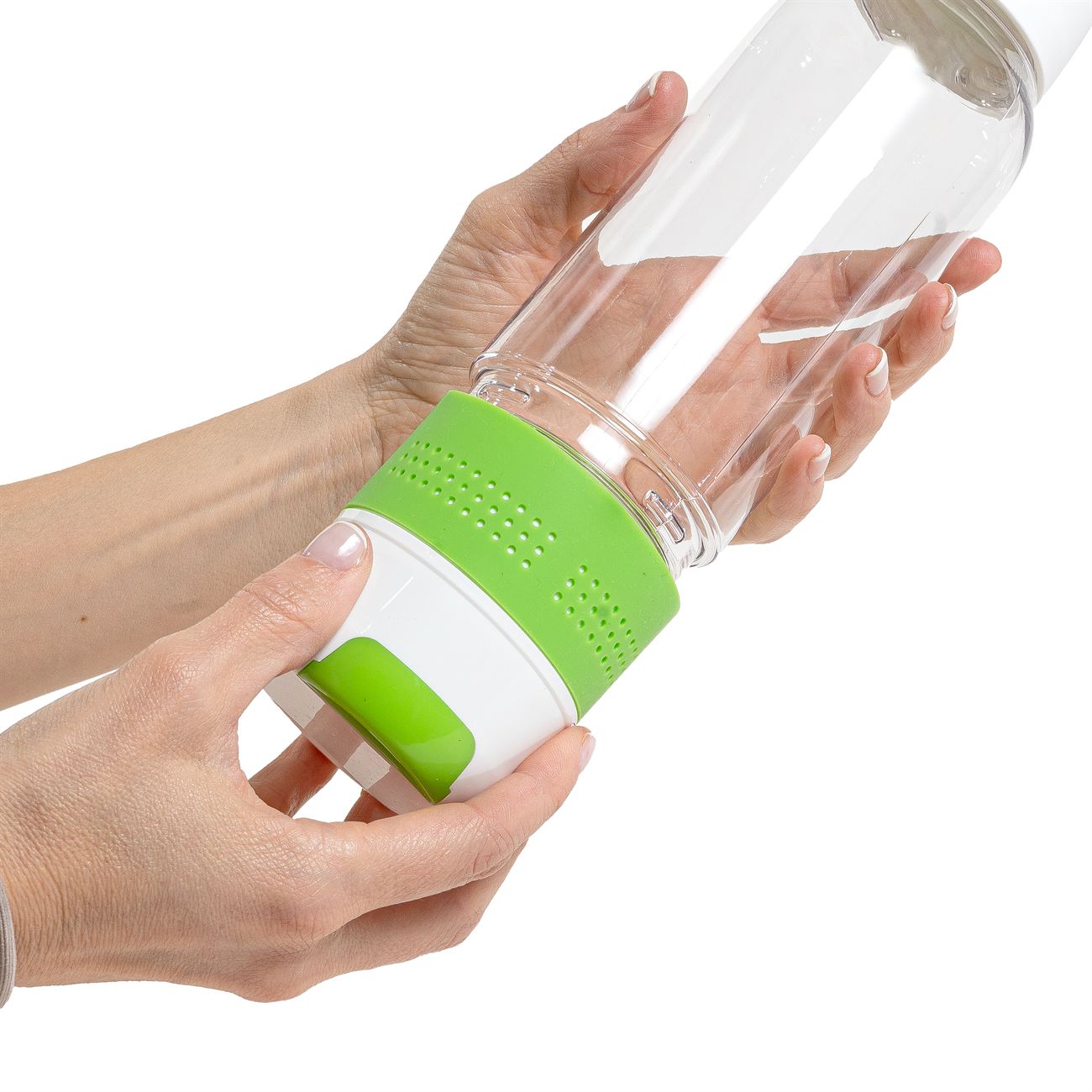 Botella PVC cristal con toalla de microfibra 10