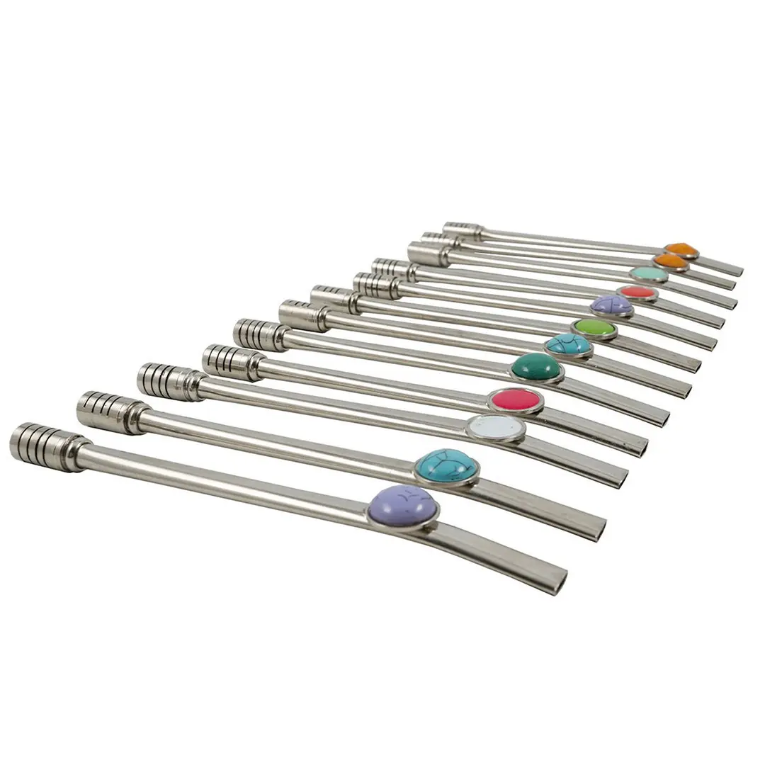 Bombilla De Gema Bronce Con Baño De Plata X 12 Unid Dcto 10% 1