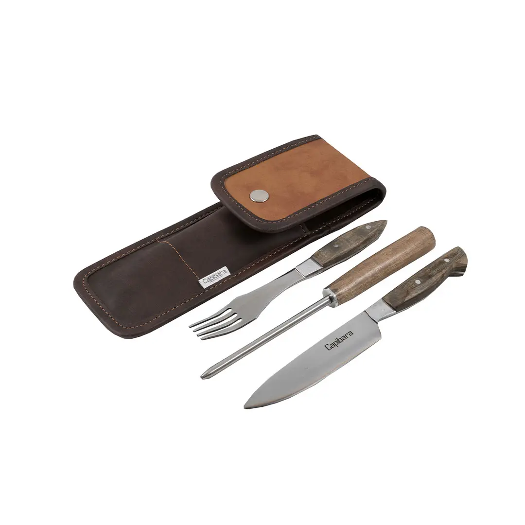 Juego De Cubiertos Premium 3 Anillos G 3 Piezas En Box De Madera 1