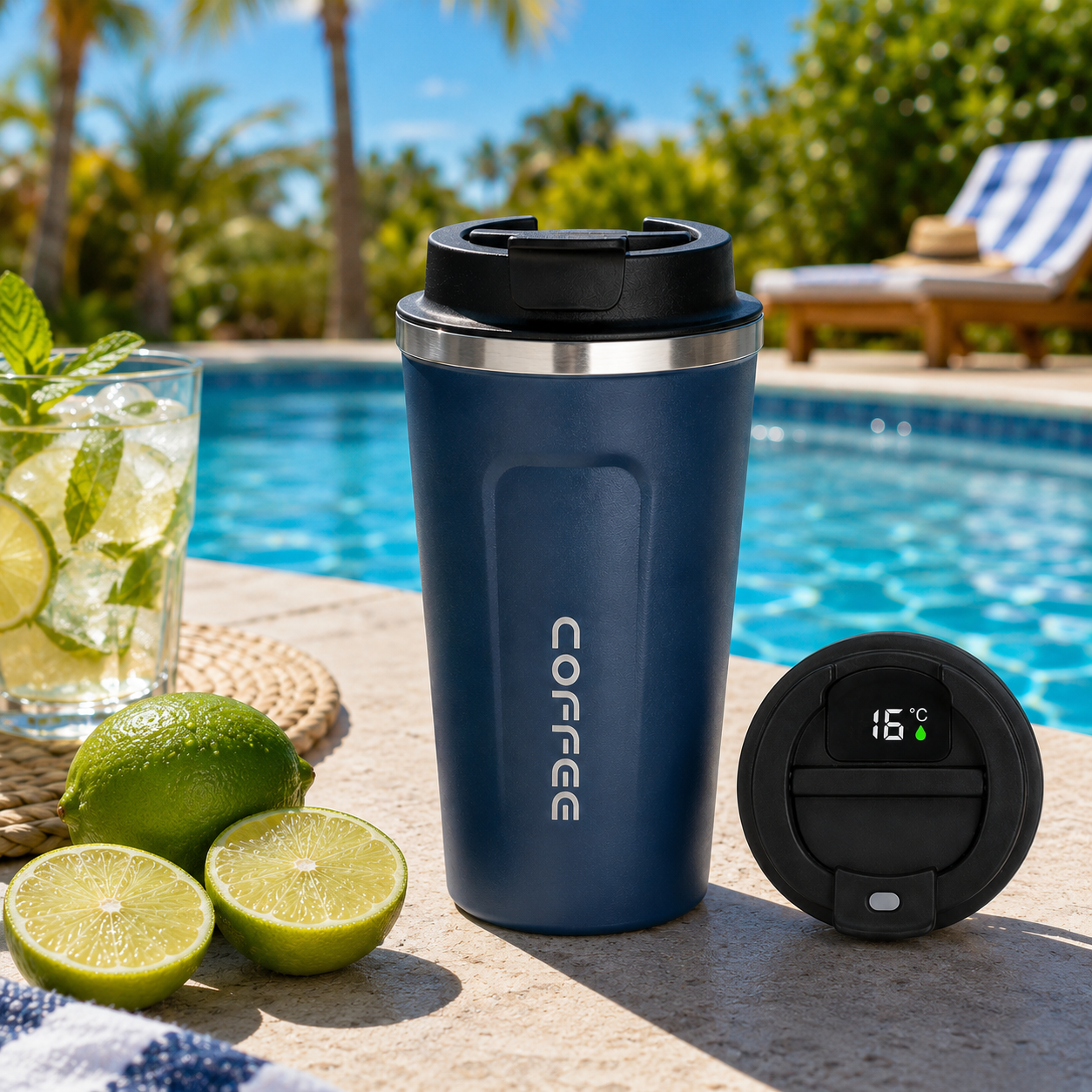 Vaso Térmico Con Display LED 510ml - Azul 5