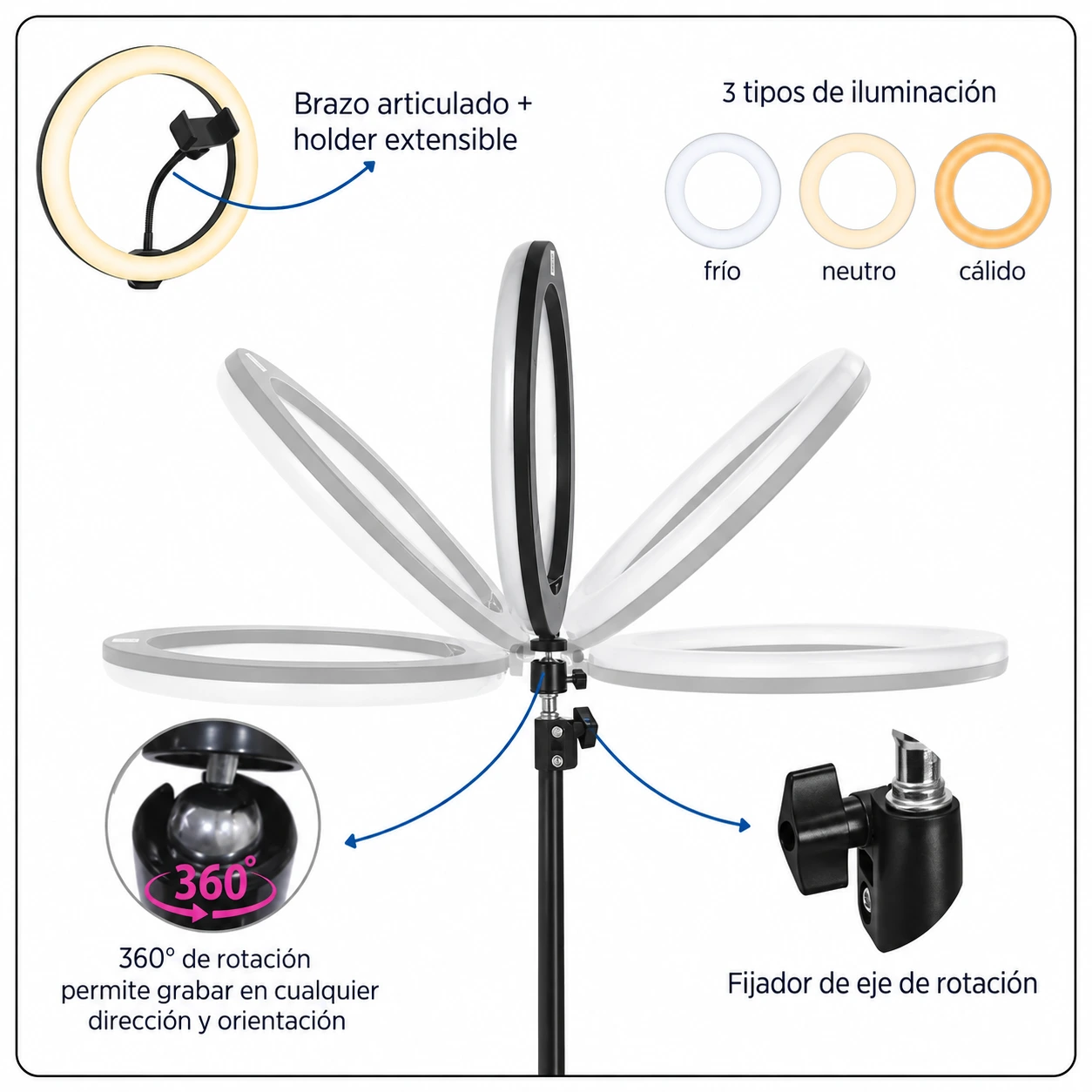 Aro Luz Led 30cm con Trípode 9
